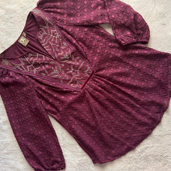 Anthropologie One September Madiran Embroidered Sequin Bohemian Peasant Blouse - Picture 1 of 15